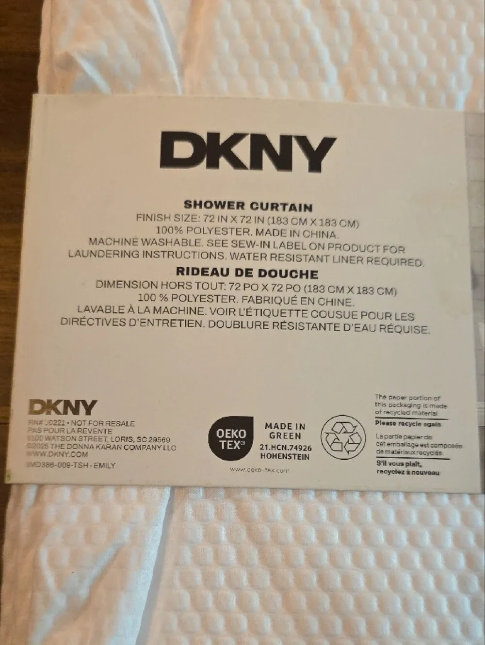 Dkny white shower